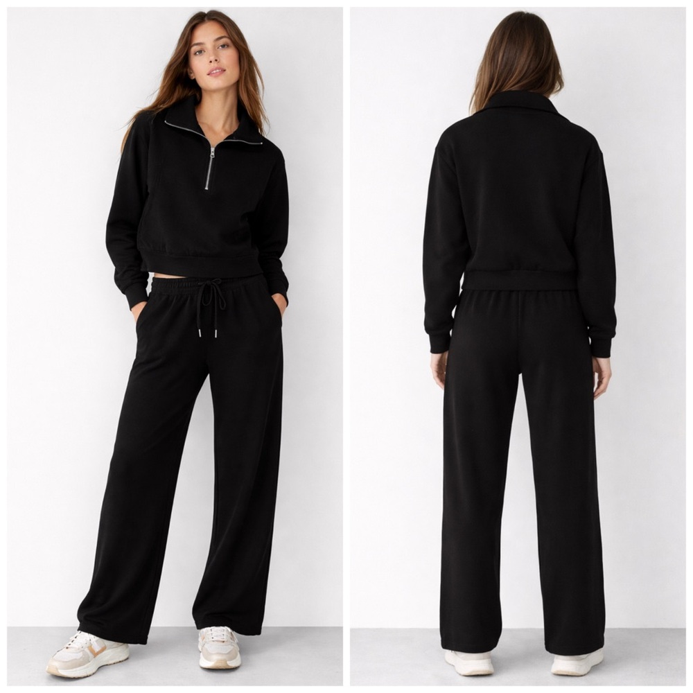Suuksess Set Half Zip Sweatshirt and Pants Lounge Set in Black